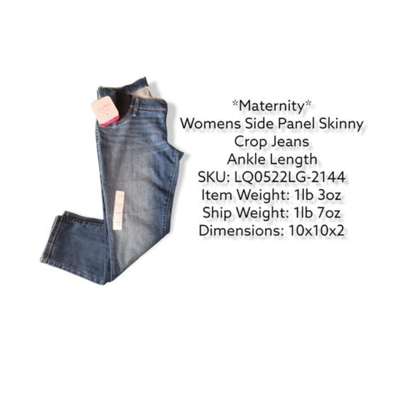 Isabel Maternity Women's Blue Side Panel Skinny Crop Maternity Jeans - Picture 3 of 8